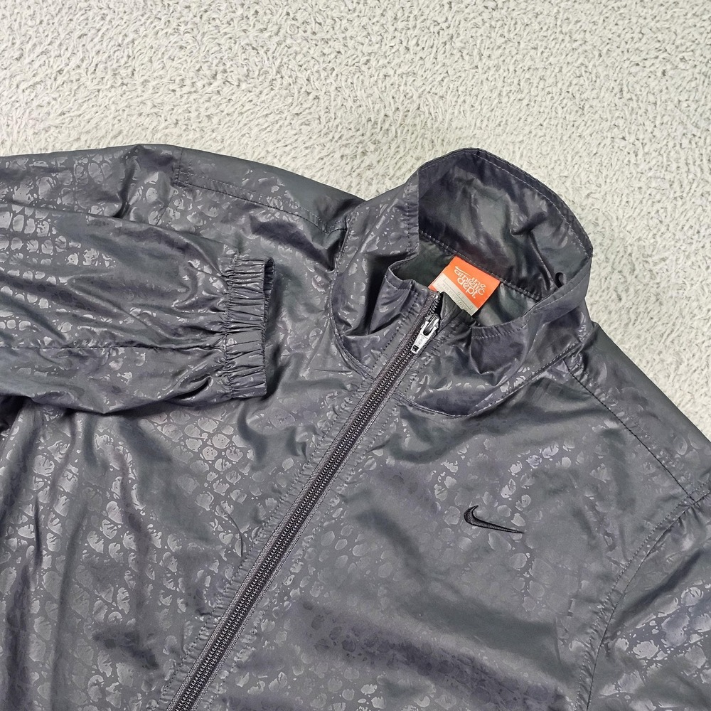 Nike Windbreaker Jacket Mens Large Black Gray Reptile Print Full Zip 518405-028